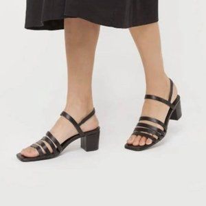NWOT Oak + Fort Black  Heeled Strappy Block Sandal